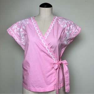 Madewell Embroidered Wrap Top